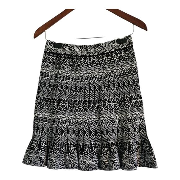 Lilo Sidonio x Molly Bracken Skirt SZ M Black White Floral Thick Stretch Ruffle - Picture 2 of 5